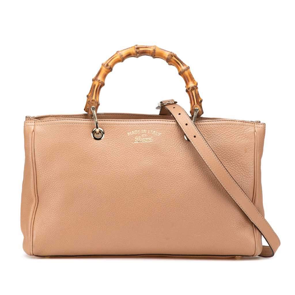 Gucci Medium Calfskin Bamboo Shopper Satchel Brown Leather Very good - Front View