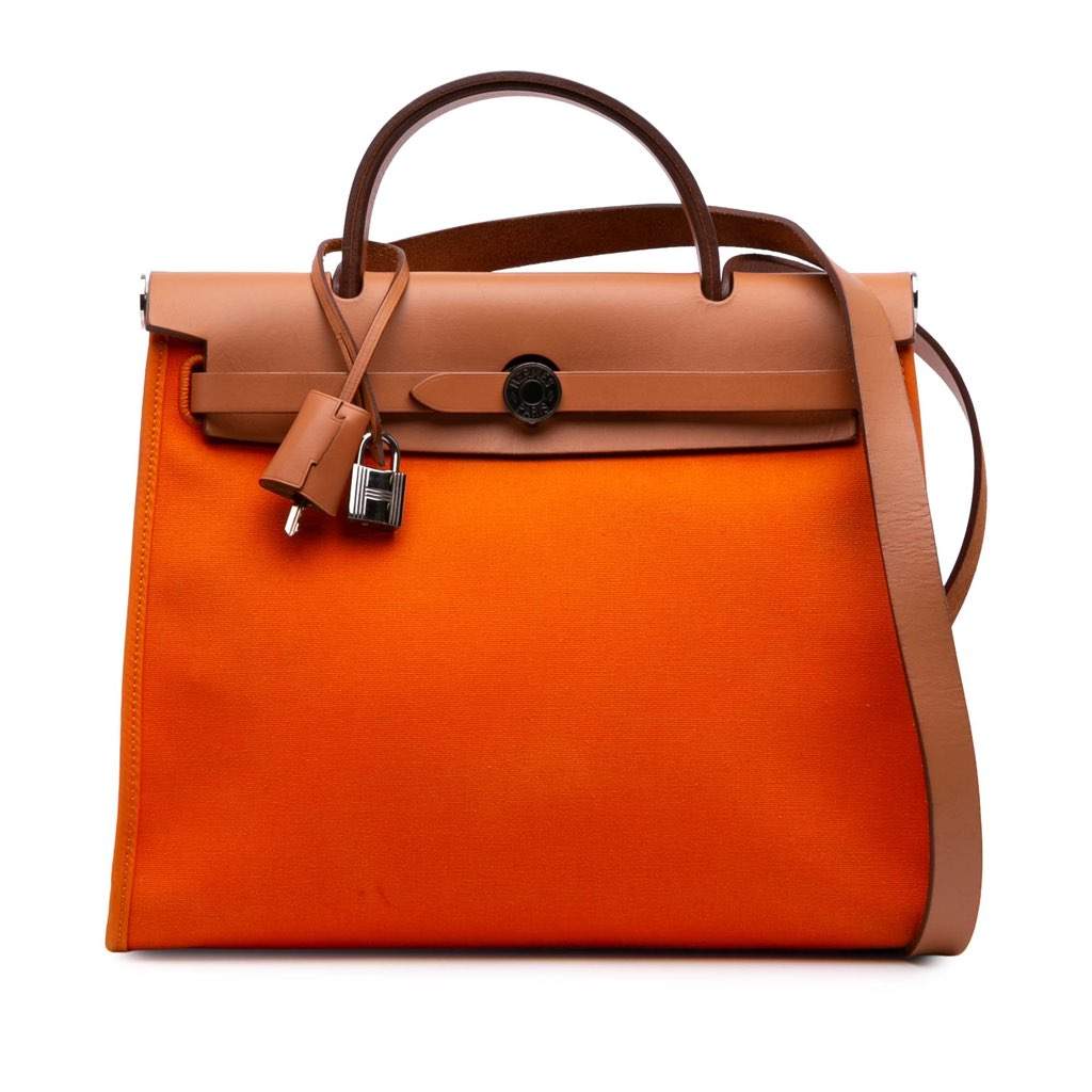 Hermès Toile Herbag Zip 31 Orange Canvas Good condition - Front View
