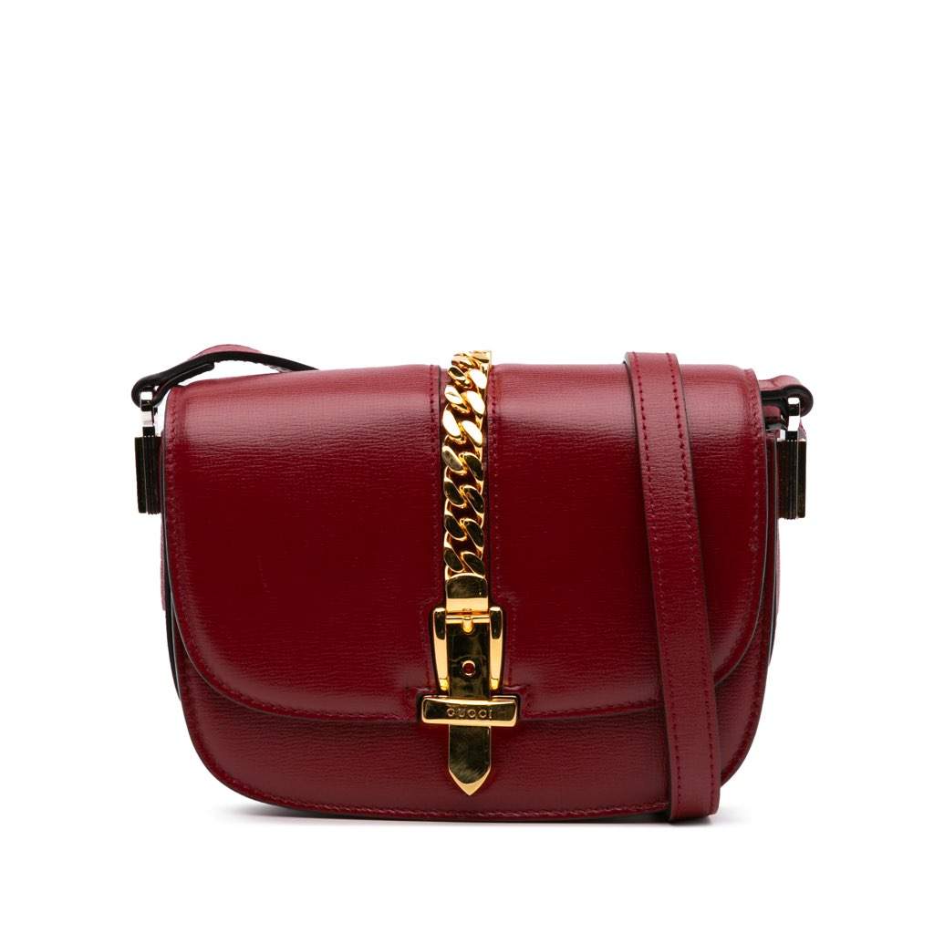 Gucci Mini Leather Sylvie 1969 Crossbody Red Leather Good - Front View