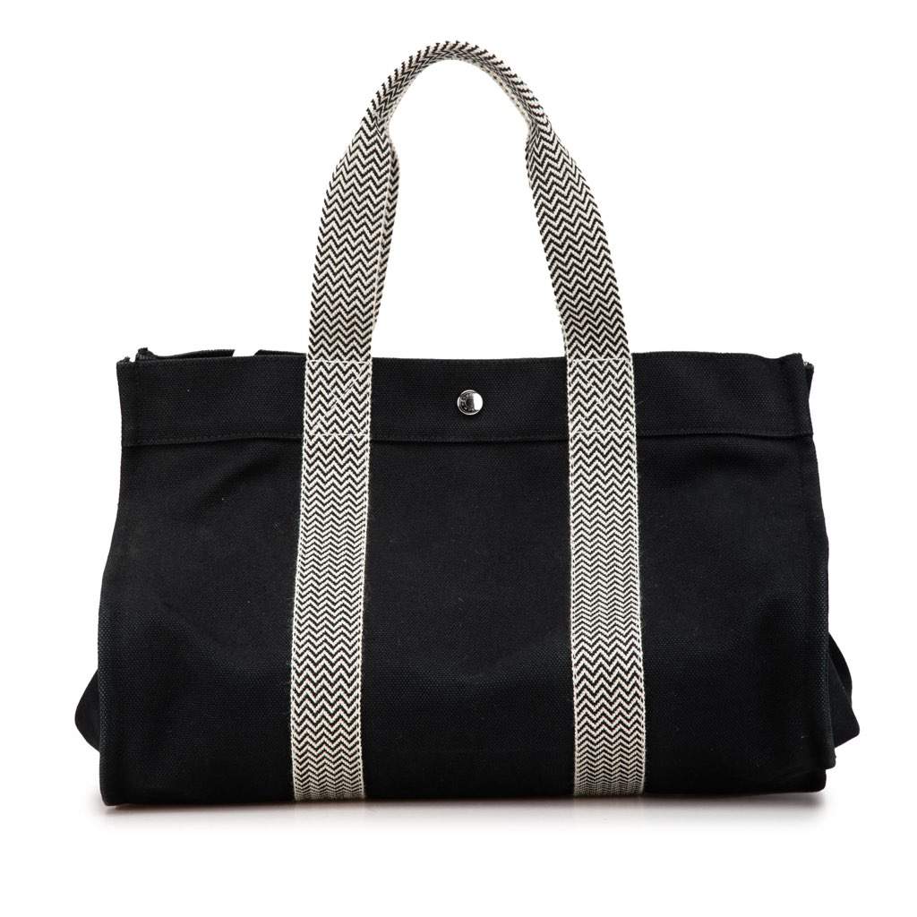 Hermès Toile Cannes MM Black Canvas Good condition - Front View