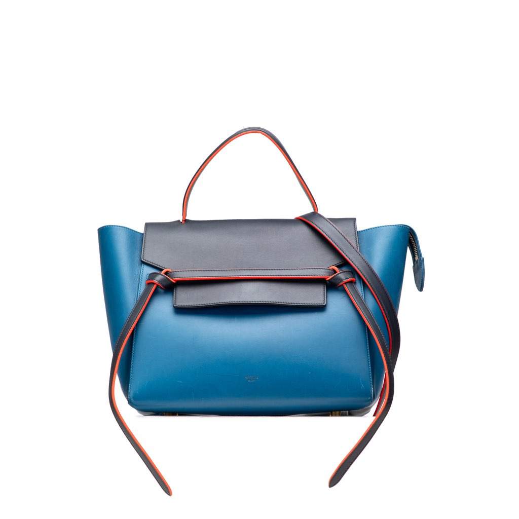 Celine Mini Tricolor Smooth Calfskin Belt Bag Blue Leather Very good - Front View