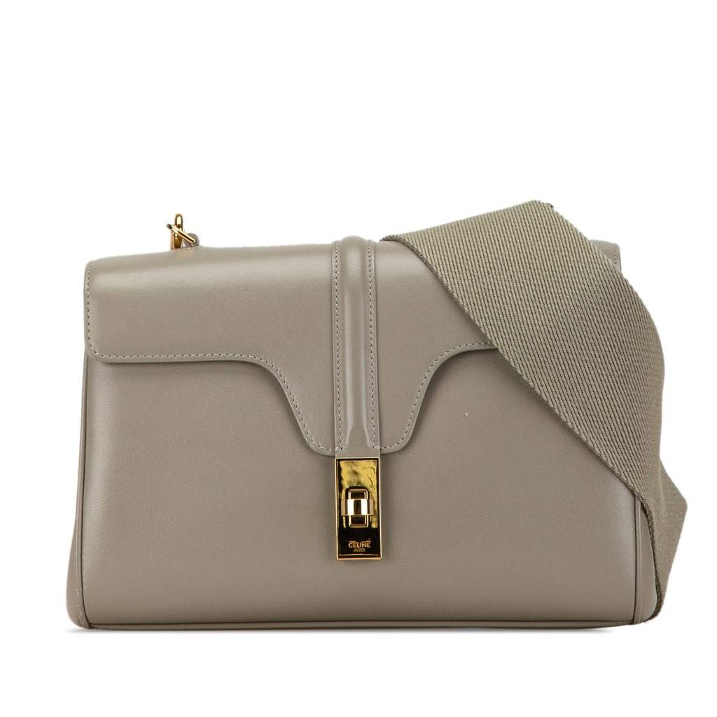 Celine Teen Smooth Calfskin Soft 16 Crossbody Green Leather Very good - Front View