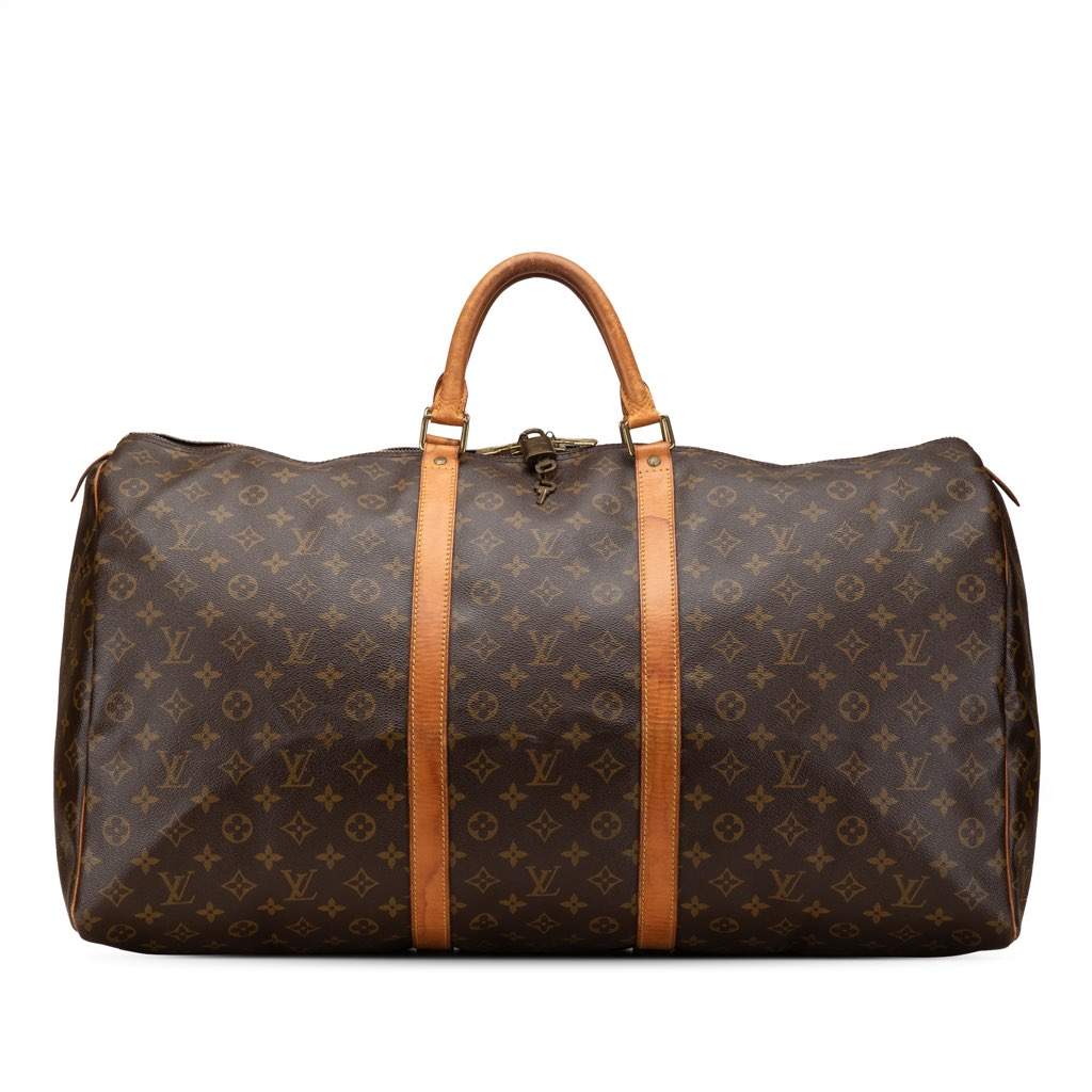 Louis Vuitton Monogram Keepall 60 Brown Canvas Good - Front View
