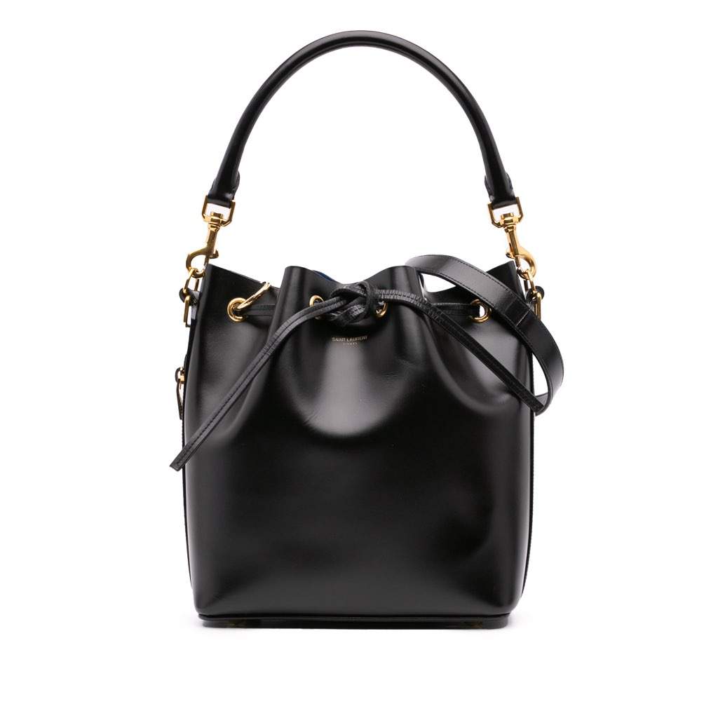 Saint Laurent Medium Leather Emmanuelle Bucket Bag Black Leather Good - Front View