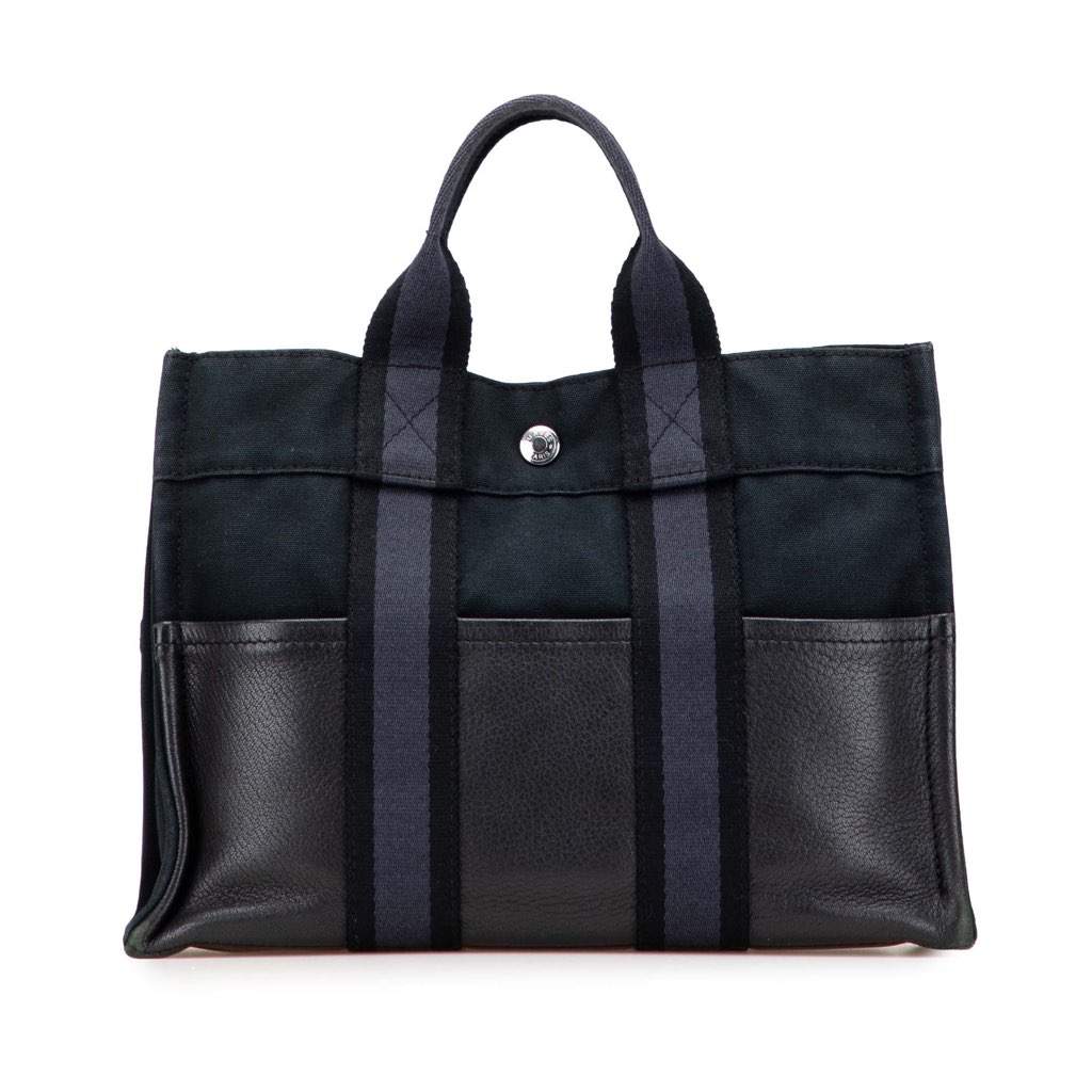 Hermès Canvas and Leather Fourre Tout PM Blue Canvas Good condition - Front View