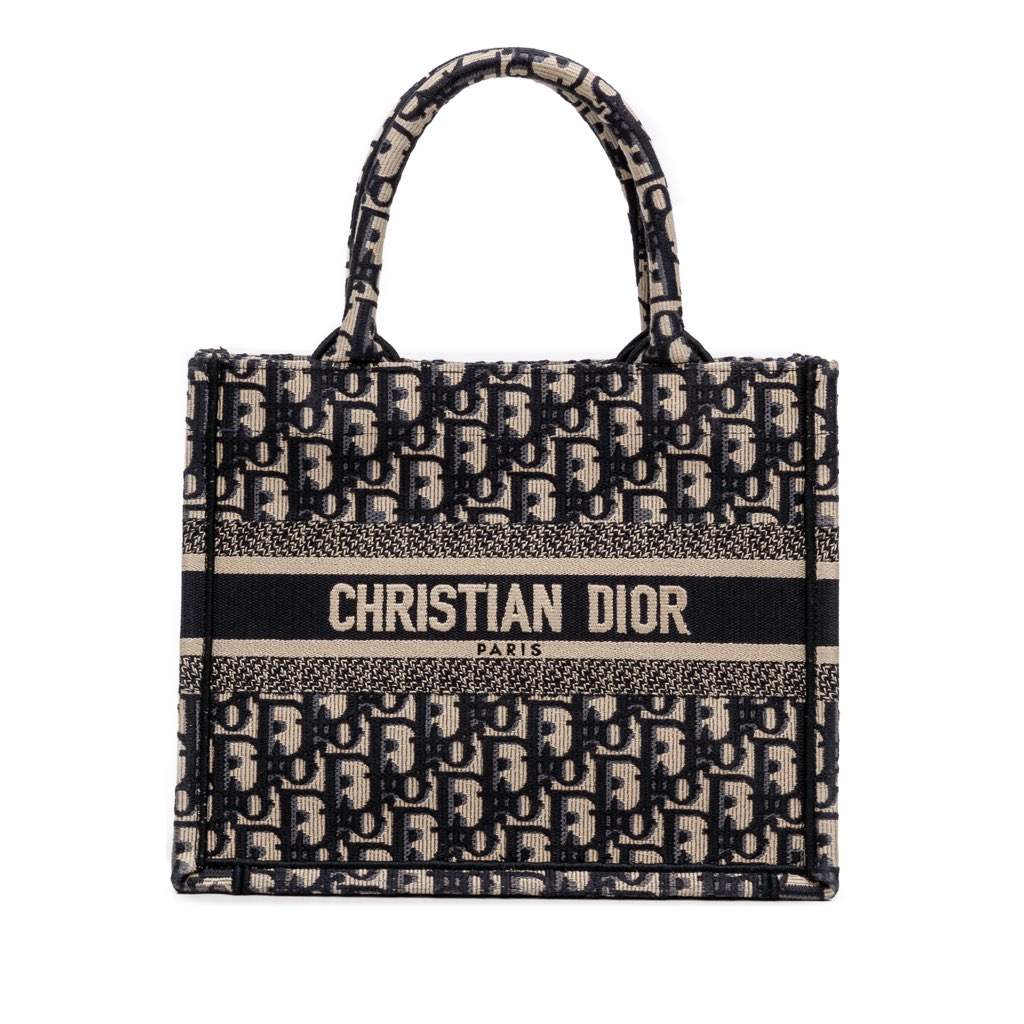 Dior Small Oblique Canvas Book Tote Blue Canvas Good condition - Front View