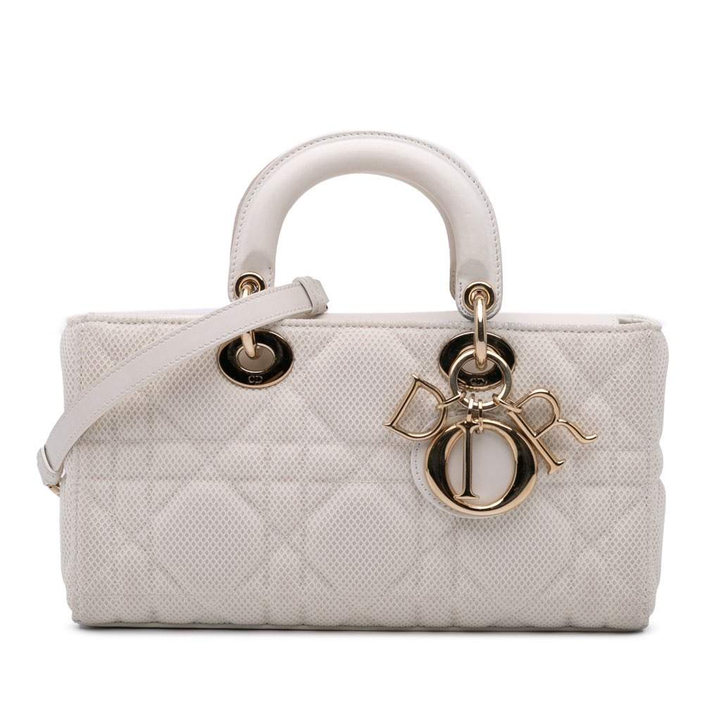 Dior Medium Technical Fabric Macrocannage Lady D Joy White Very good - Front View