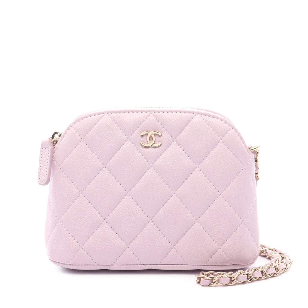 Chanel Quilted Caviar Classic Clutch With Chain Pink Leather Good condition - Front View