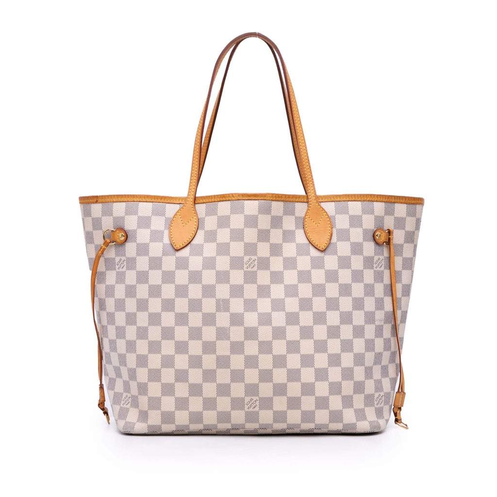 Louis Vuitton Damier Azur Neverfull MM White Canvas Good condition - Front View