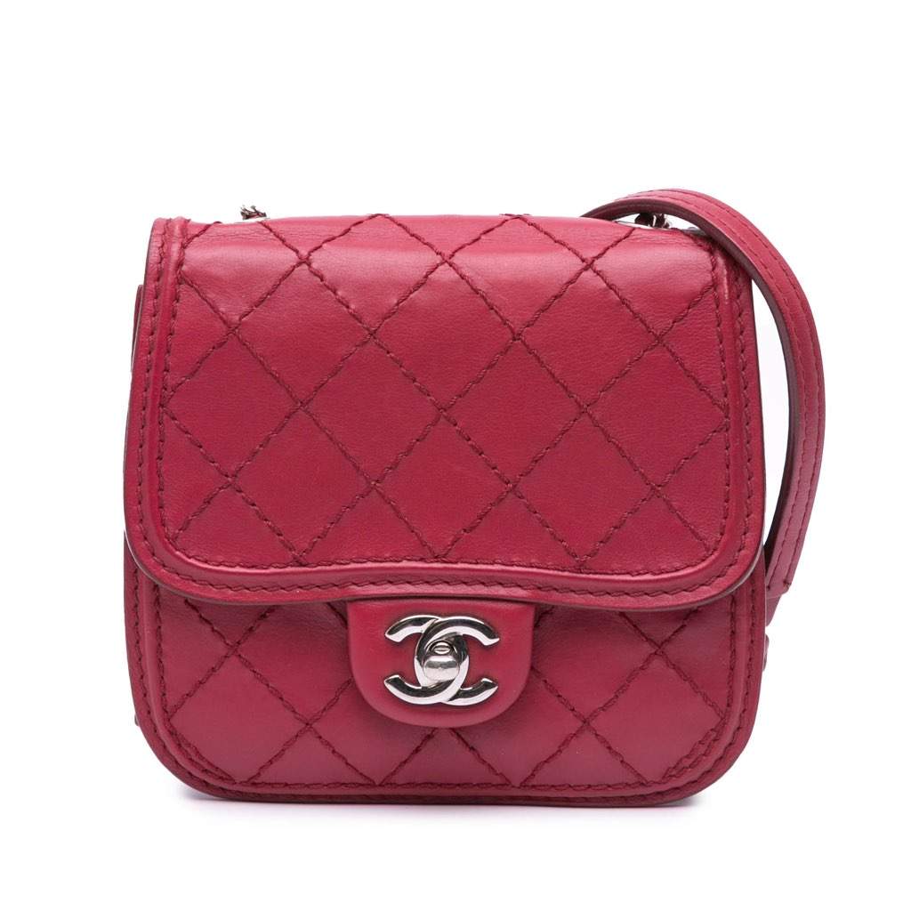 Chanel Mini Stitched Calfskin Citizen Flap Pink Leather Very good - Front View
