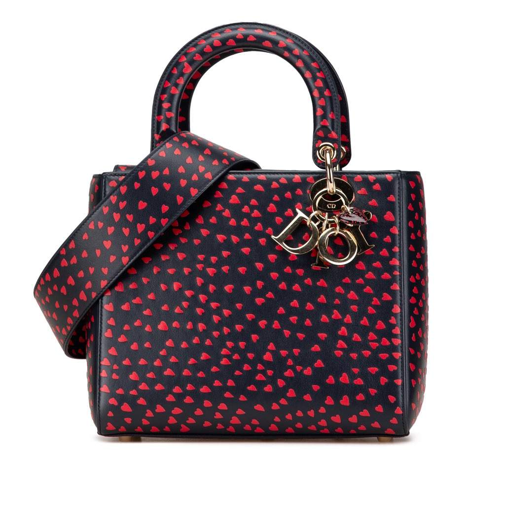 Dior Medium Calfskin I Love Paris Lady Dior Blue Leather Very good - Front View