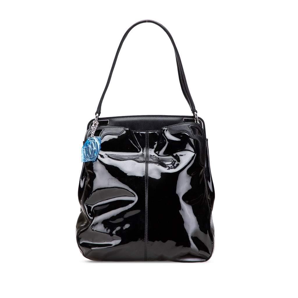 Cartier Patent Marcello De Cartier Shoulder Bag Black Leather Good - Front View