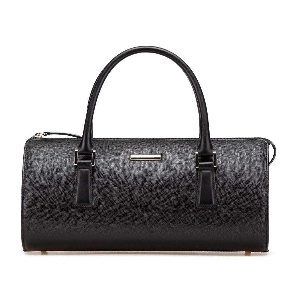 Burberry Leather Boston Bag Black Leather Good - Front View