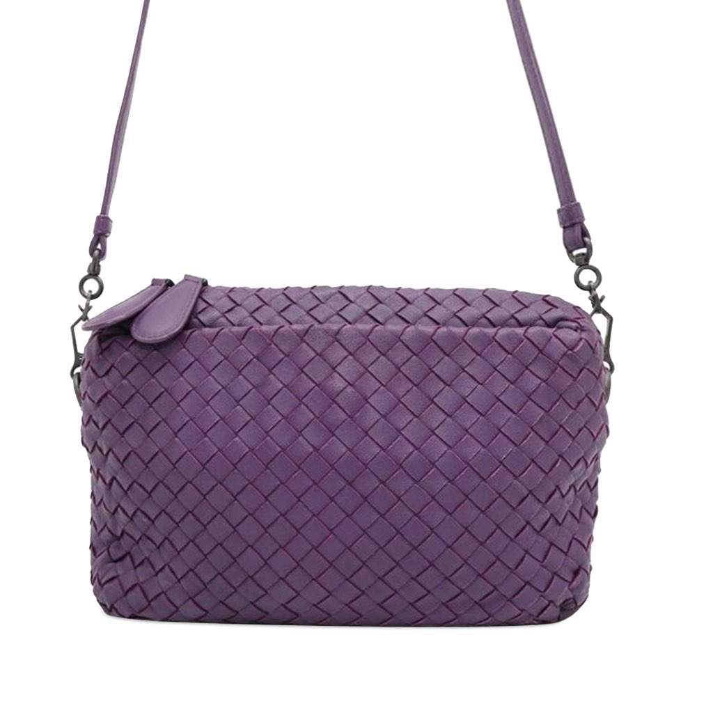Bottega Veneta Nappa Intrecciato Crossbody Purple Leather Good - Front View