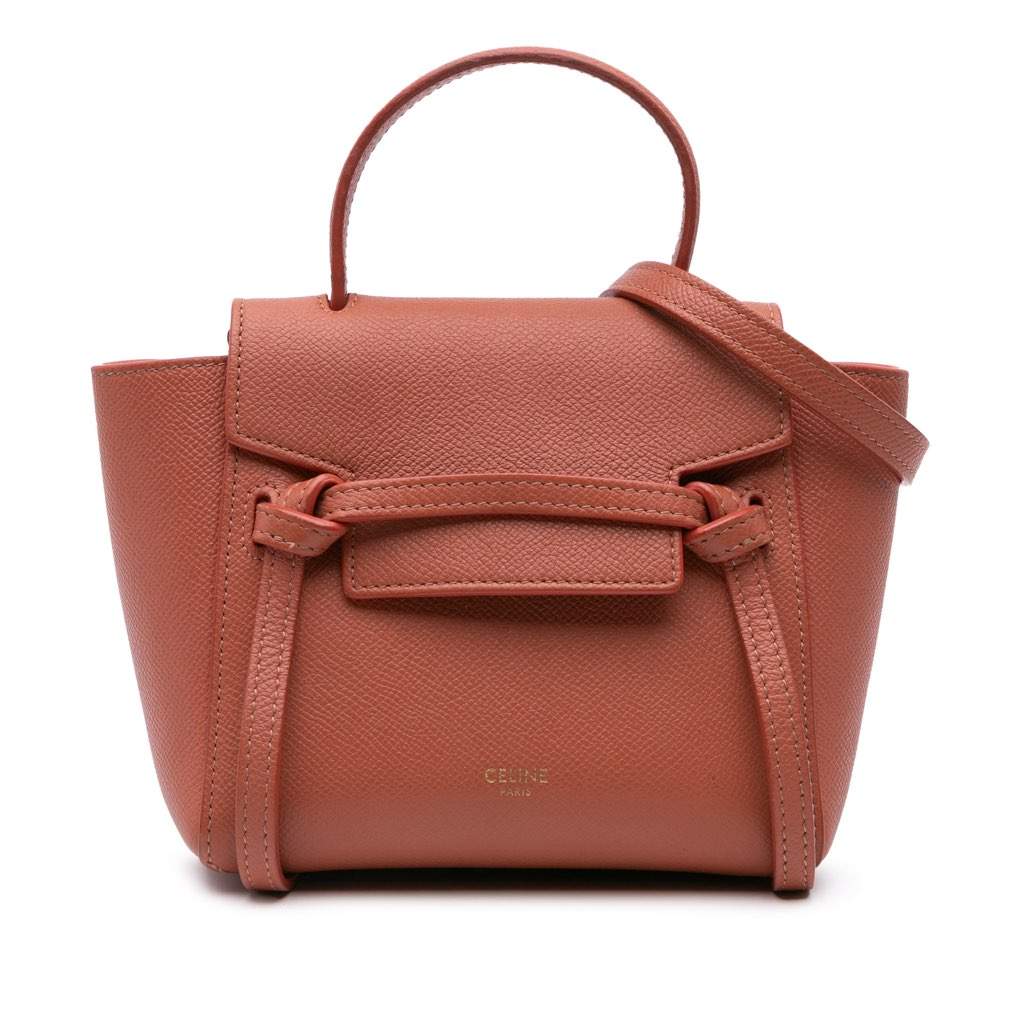Celine Pico Grained Calfskin Belt Bag Orange Leather Very good condition - Front View