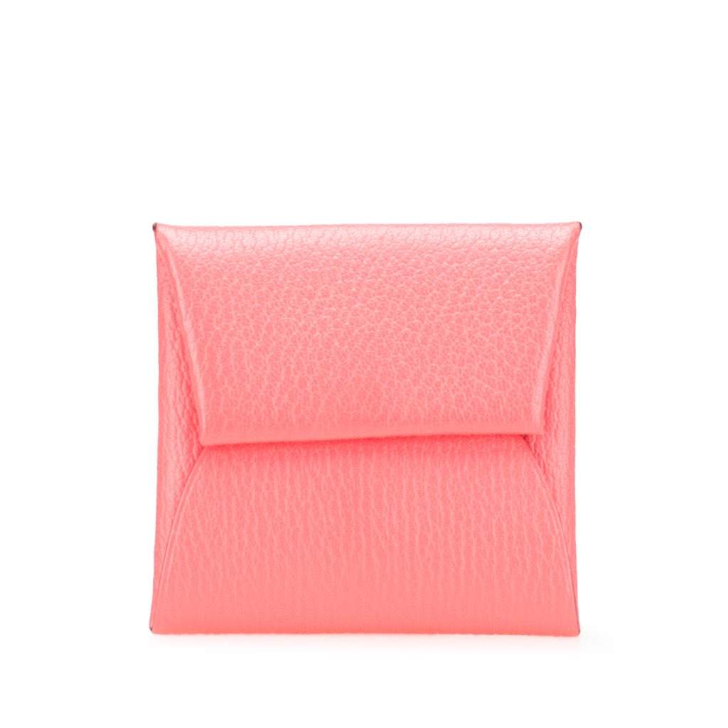 Hermès Chevre Mysore Bastia Coin Pouch Pink Leather Good condition - Front View