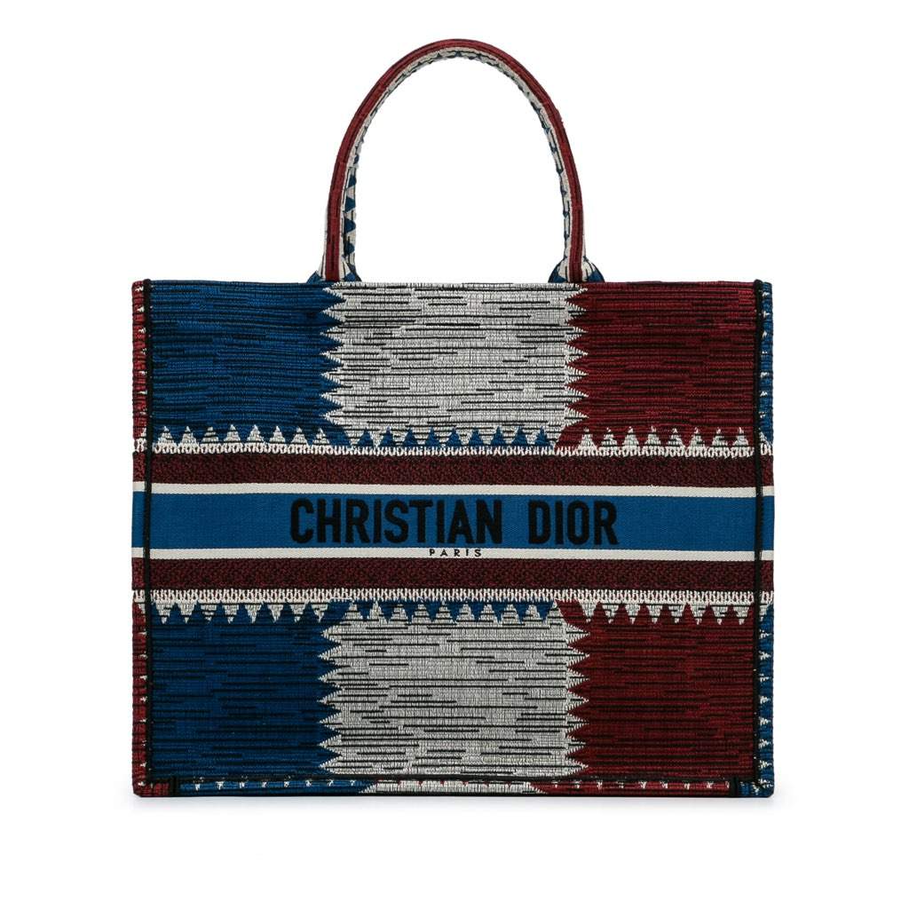Dior Large French Flag Book Tote Blue Canvas Very good - Front View