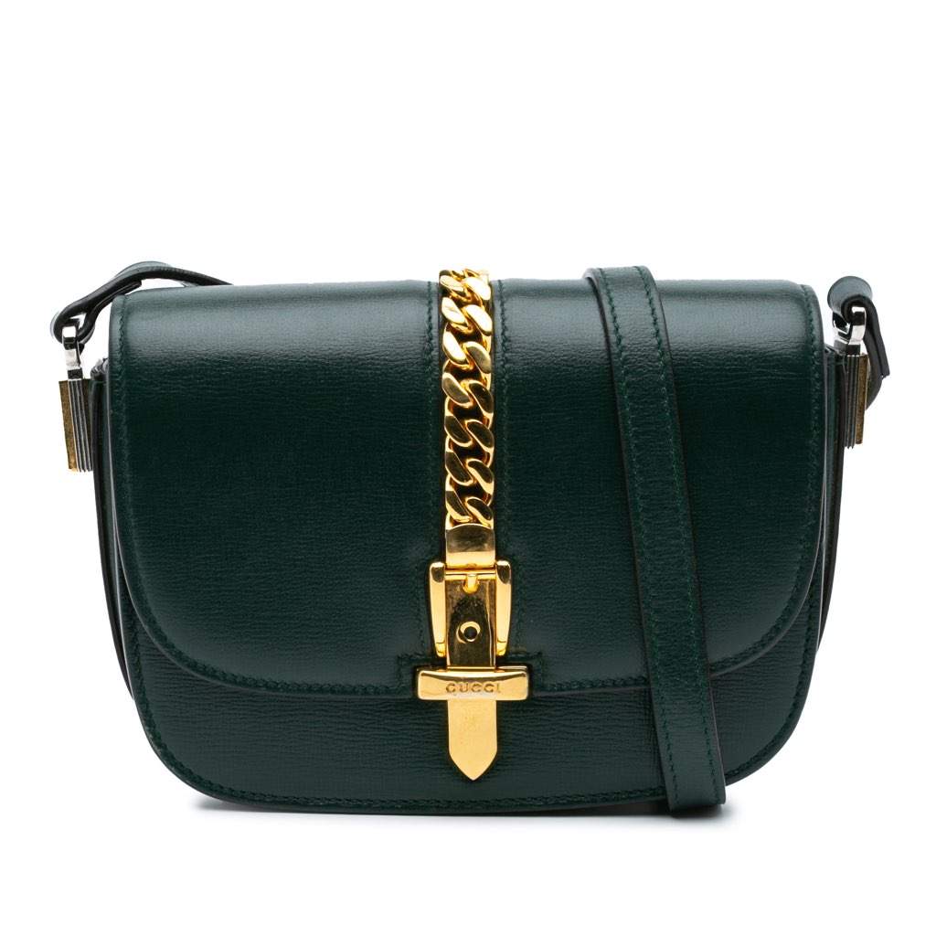 Gucci Mini Leather Sylvie 1969 Crossbody Green Leather Good condition - Front View