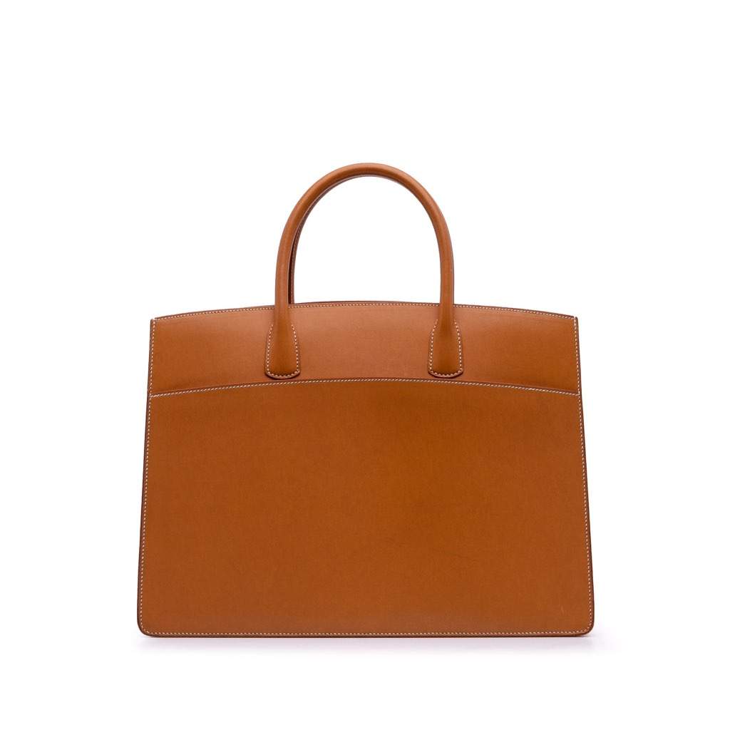 Hermès Barenia White Bus 40 Brown Leather Good condition - Front View