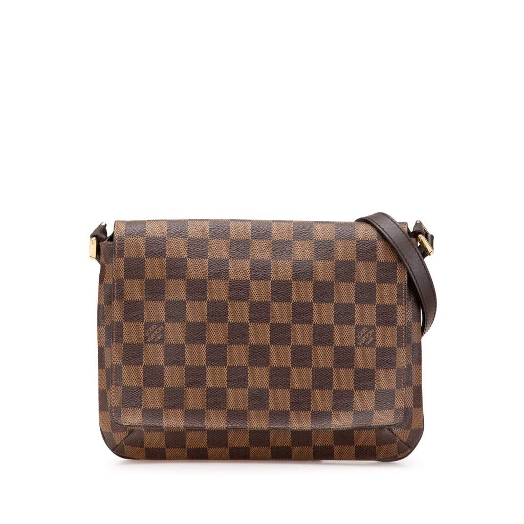 Louis Vuitton Damier Ebene Musette Tango Short Strap Brown Canvas Very good condition - Front View