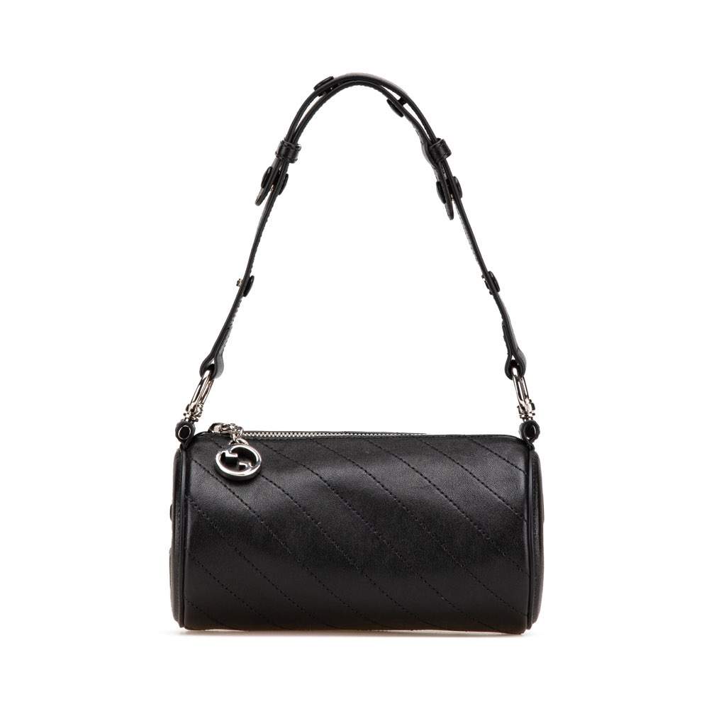 Gucci Mini Leather Blondie Barrel Shoulder Bag Black Leather Very good - Front View