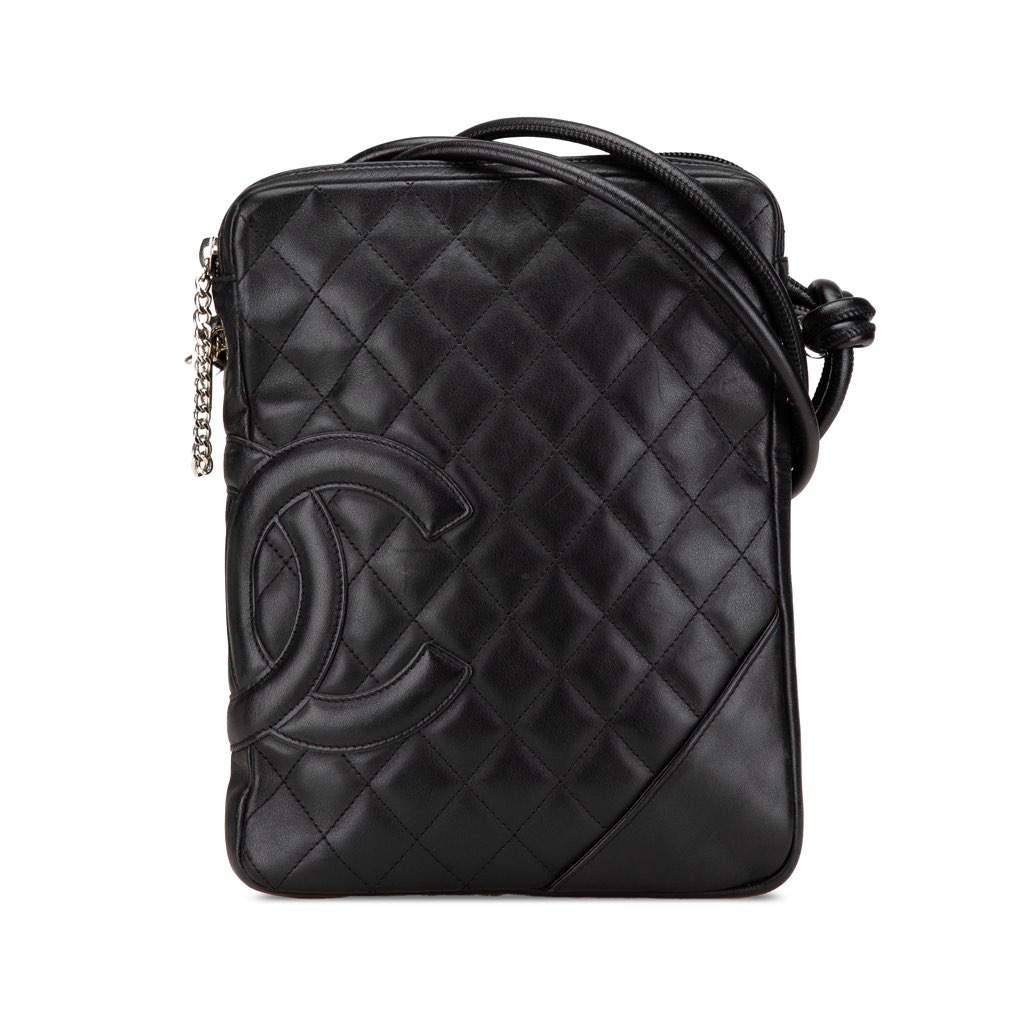 Chanel Lambskin Cambon Ligne Crossbody Black Leather Good condition - Front View