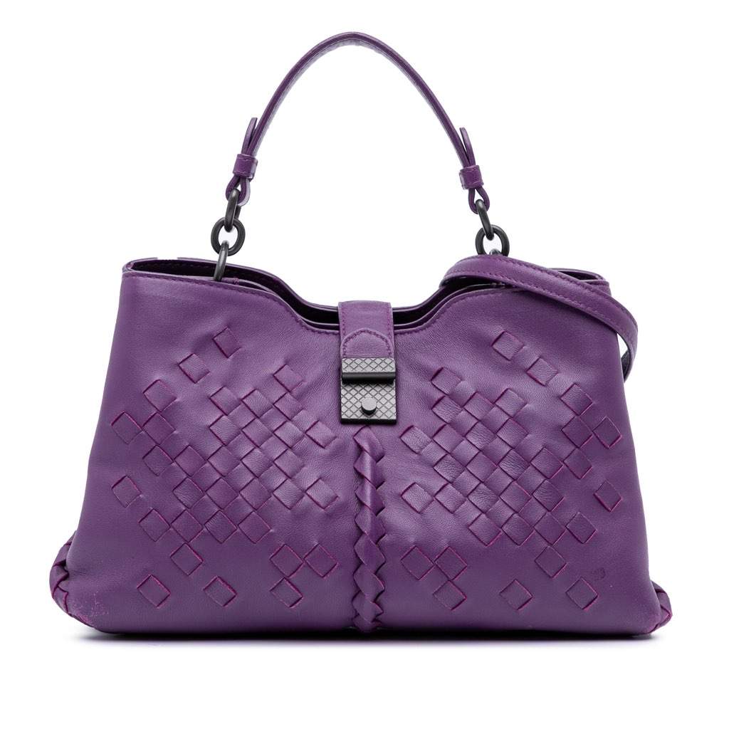 Bottega Veneta Nappa Intrecciato Napoli Satchel Purple Leather Very good - Front View