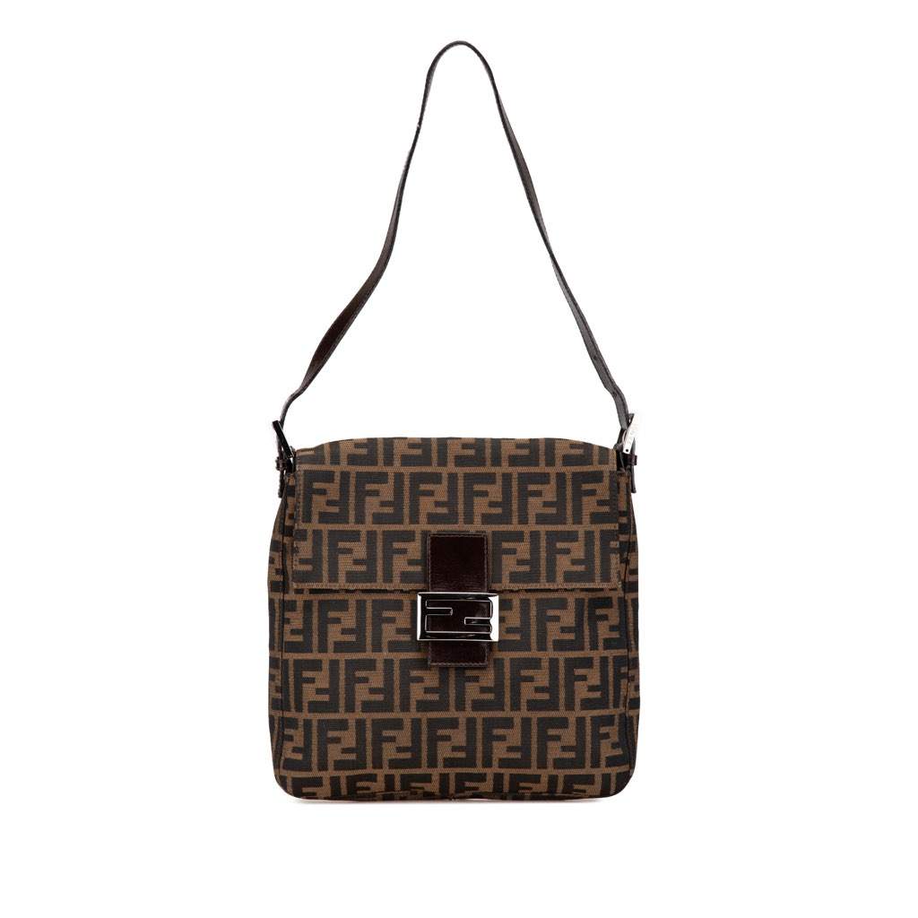 Fendi Zucca Canvas Shoulder Bag Brown Canvas Very good - Front View