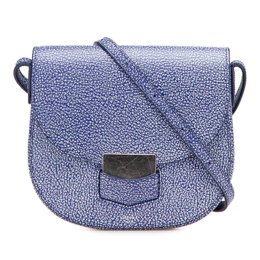 Celine Small Goatskin Trotteur Crossbody Blue Leather Good - Front View