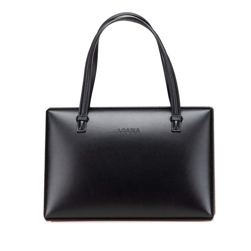 Loewe Leather Postal Handbag Black Leather Good - Front View