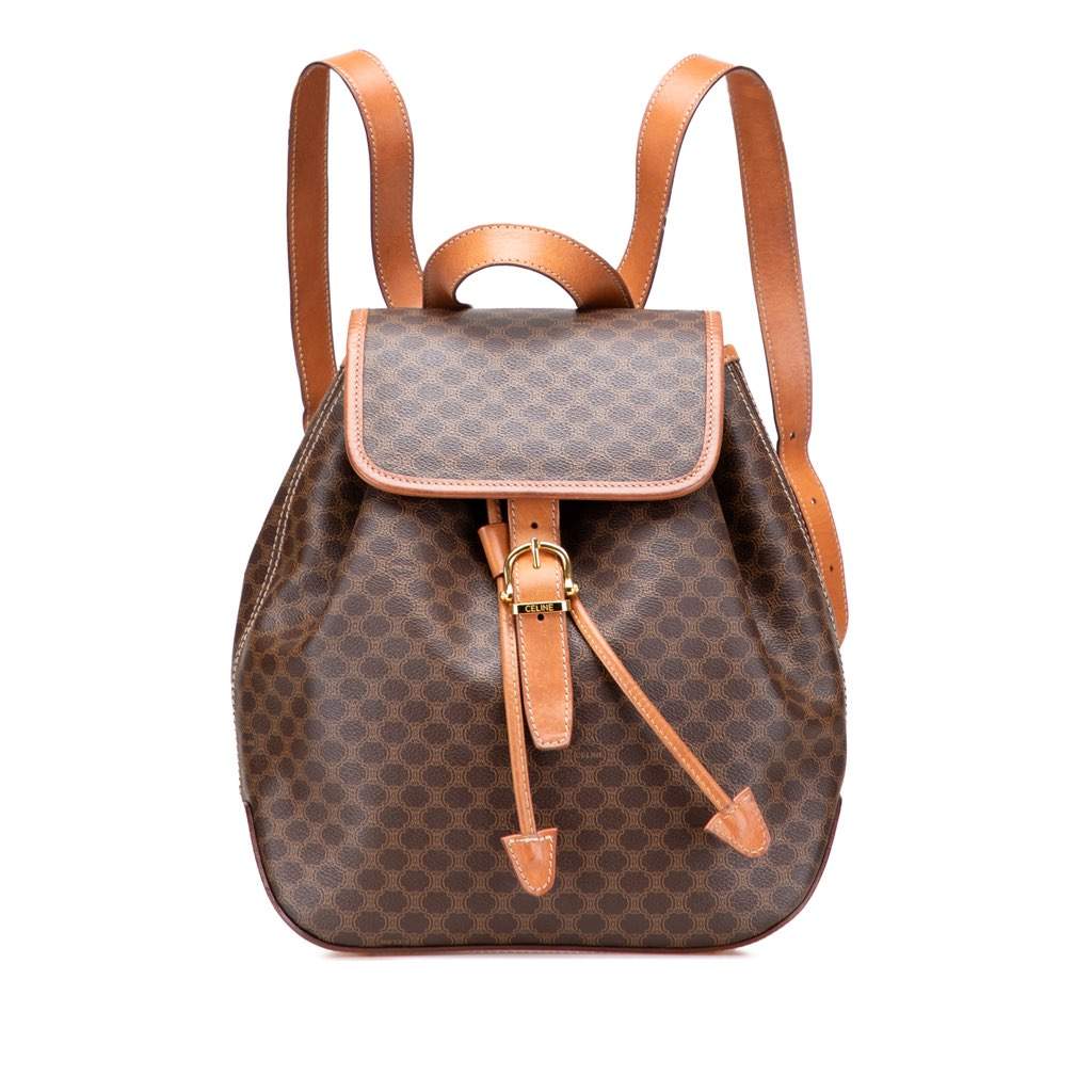 Celine Macadam Coated Canvas Backpack Brown Canvas Good - Front View