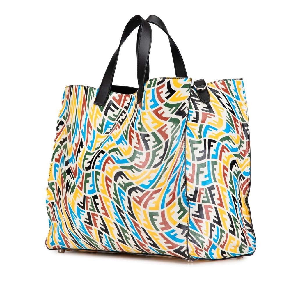 Fendi Sarah Coleman Leather Vertigo Shopper Tote White Leather Good - Front View