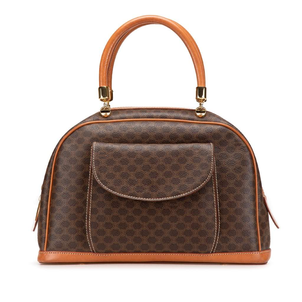 Celine Macadam Coated Canvas Handbag Brown Canvas Good - Front View