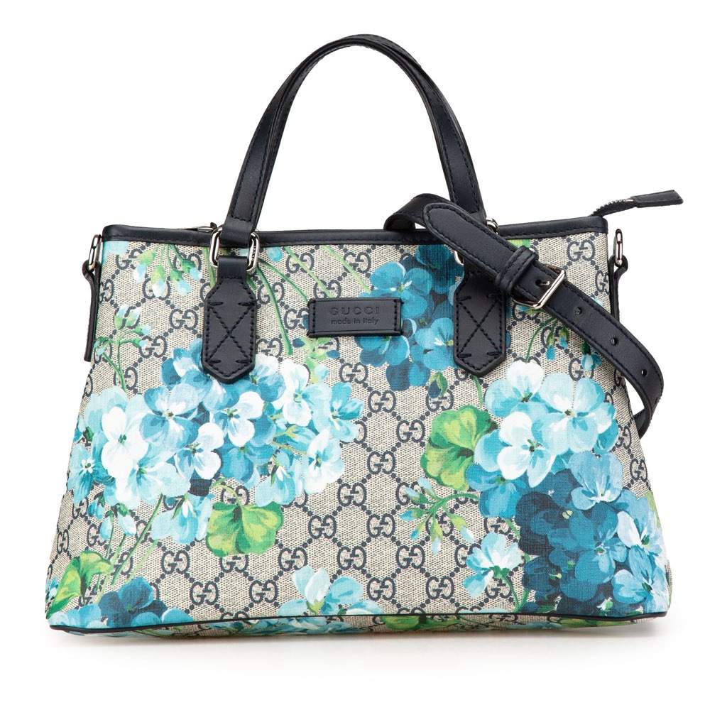 Gucci GG Supreme Blooms Satchel Brown Canvas Good - Front View