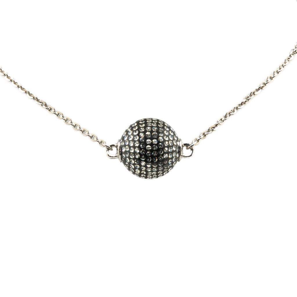Chanel Silver Mirror Ball Pendant Necklace Silver Silver Good condition - Front View