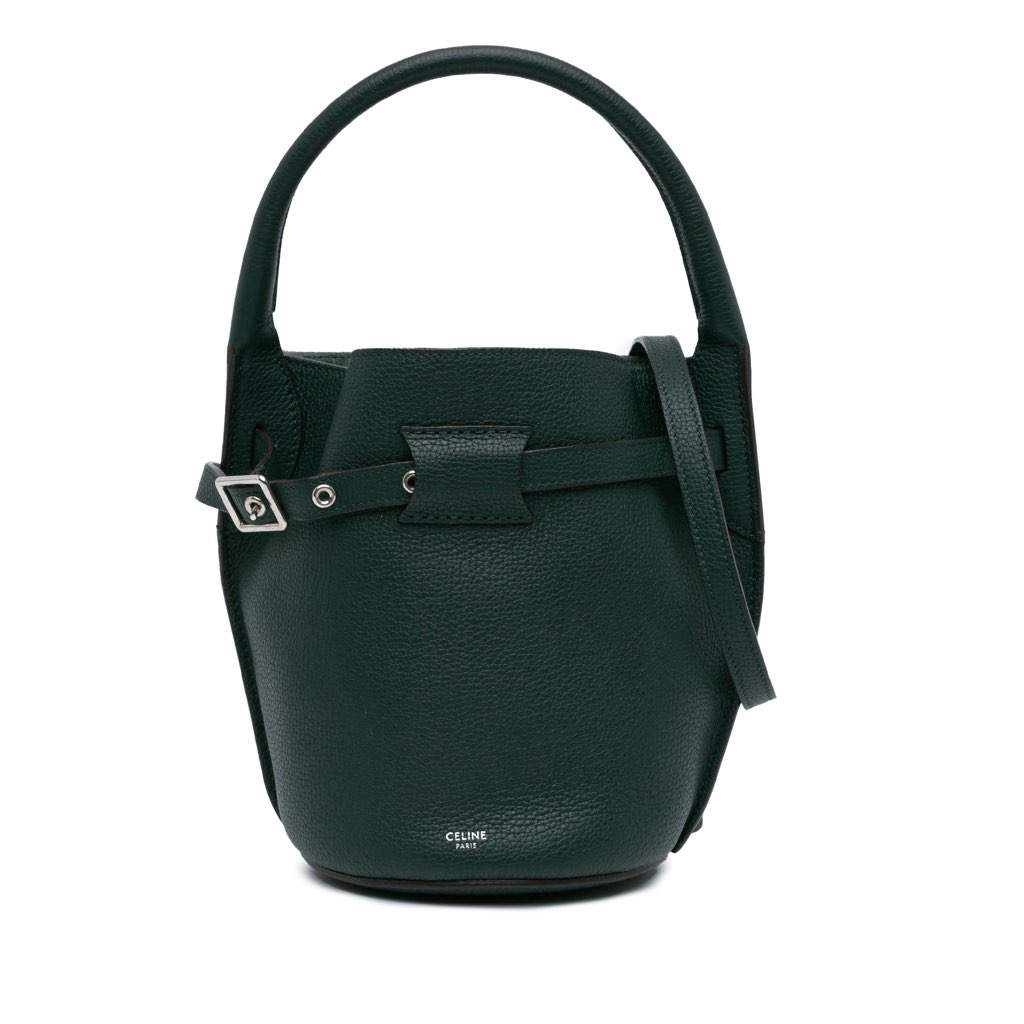 Celine Nano Leather Big Bucket Bag Green Leather Good - Front View