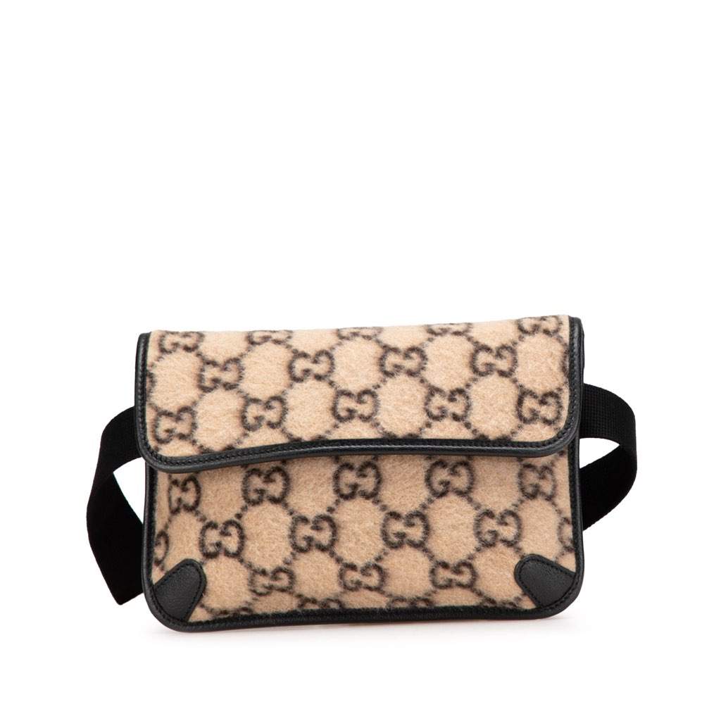 Gucci GG Wool Slim Belt Bag Brown Wool Very good - Front View