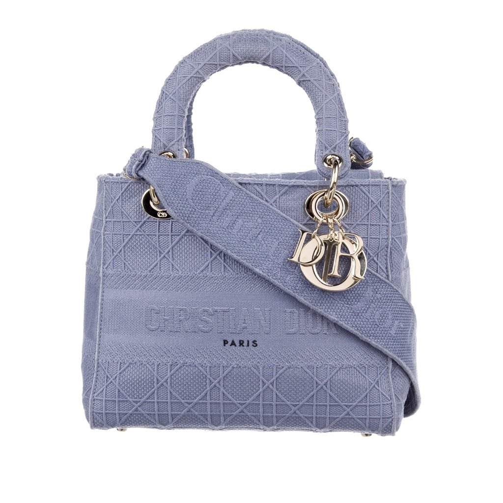 Dior Medium Lady D-Lite Purple Cotton Very good - Front View