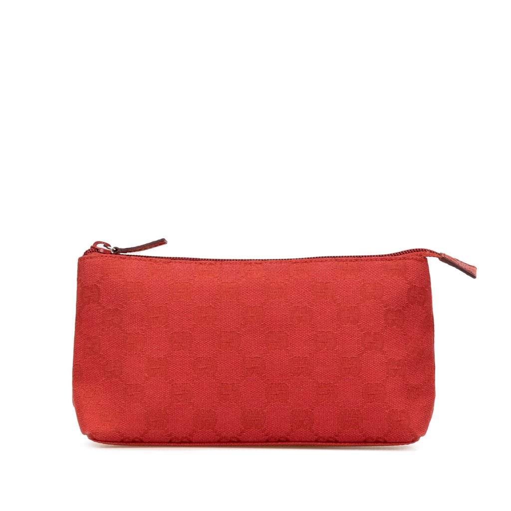 Gucci GG Canvas Cosmetic Pouch Red Canvas Good condition - Front View