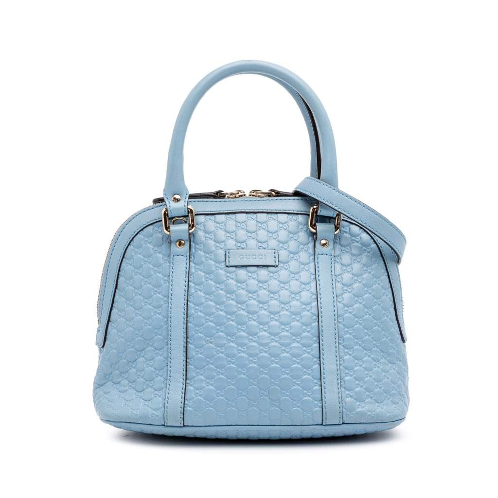 Gucci Mini Microguccissima Dome Satchel Blue Leather Good - Front View
