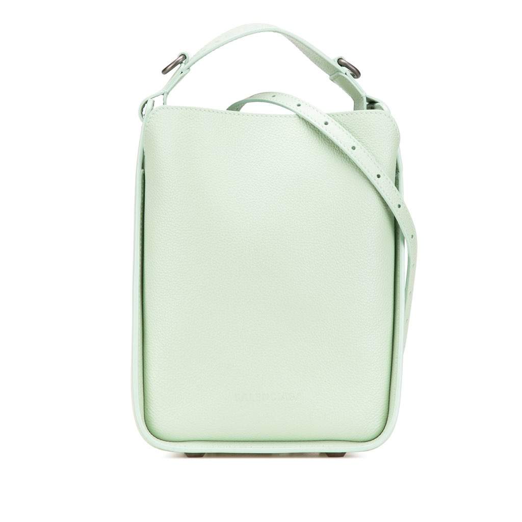 Balenciaga Pebbled Calfskin Tool 2.0 North South XS Tote Green Leather Very good condition - Front View