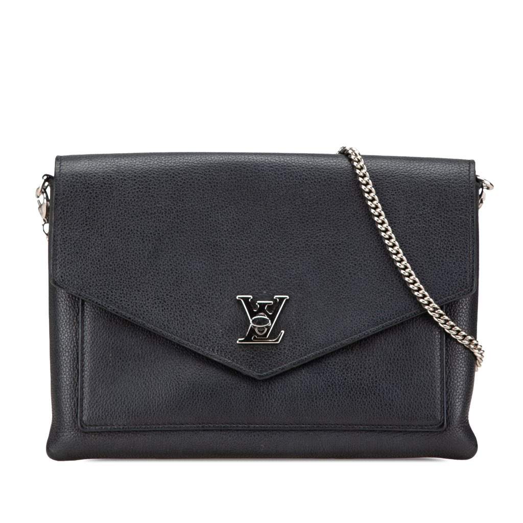 Louis Vuitton MyLockMe Chain Pochette Black Leather Good - Front View