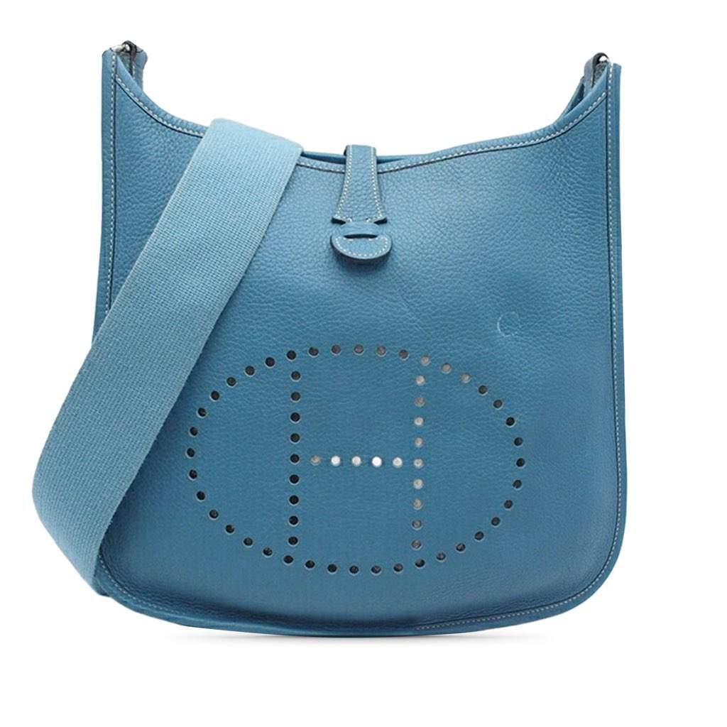 Hermès Clemence Evelyne I GM Blue Leather Very good - Front View