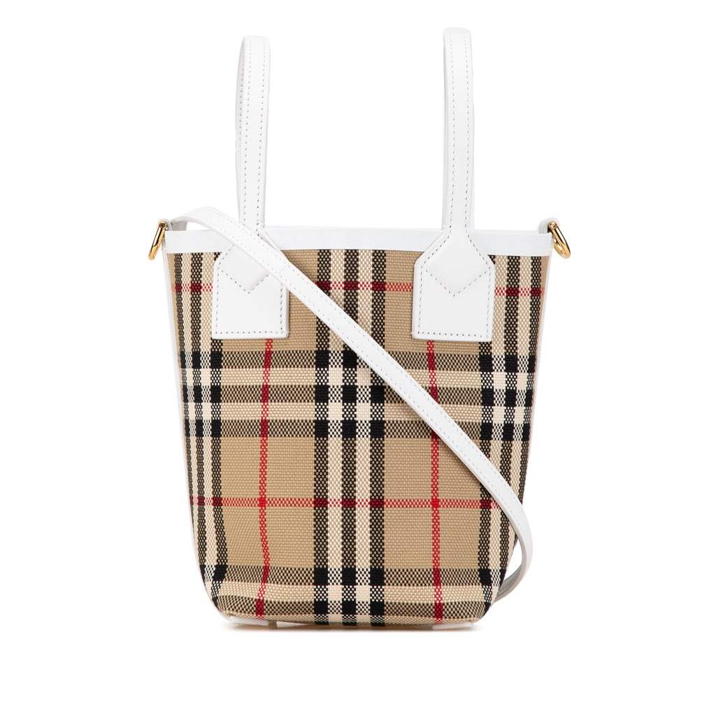 Burberry Mini House Check Canvas London Tote Brown Canvas Very good - Front View