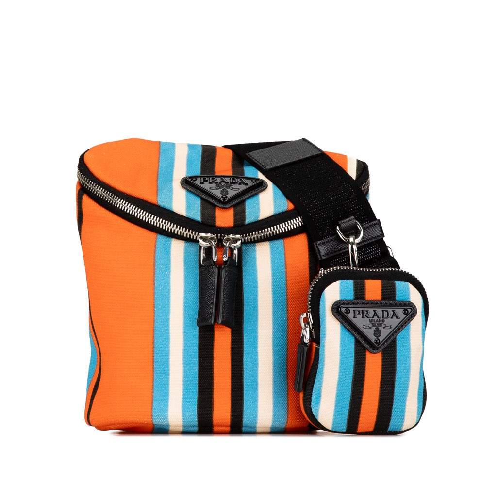 Prada Canapa Baiadera Crossbody Bag Orange Canvas Very good - Front View
