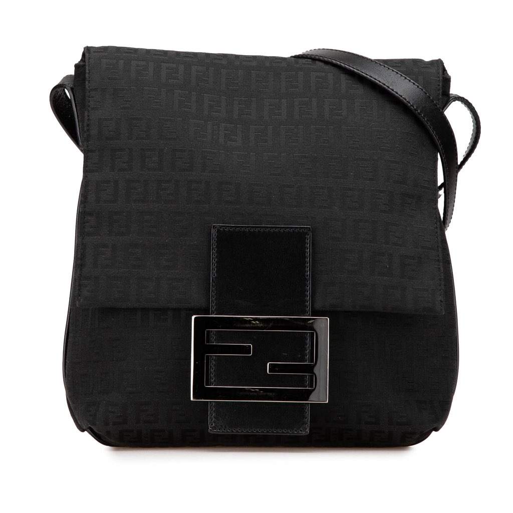 Fendi Zucchino Canvas Crossbody Black Canvas Very good - Front View
