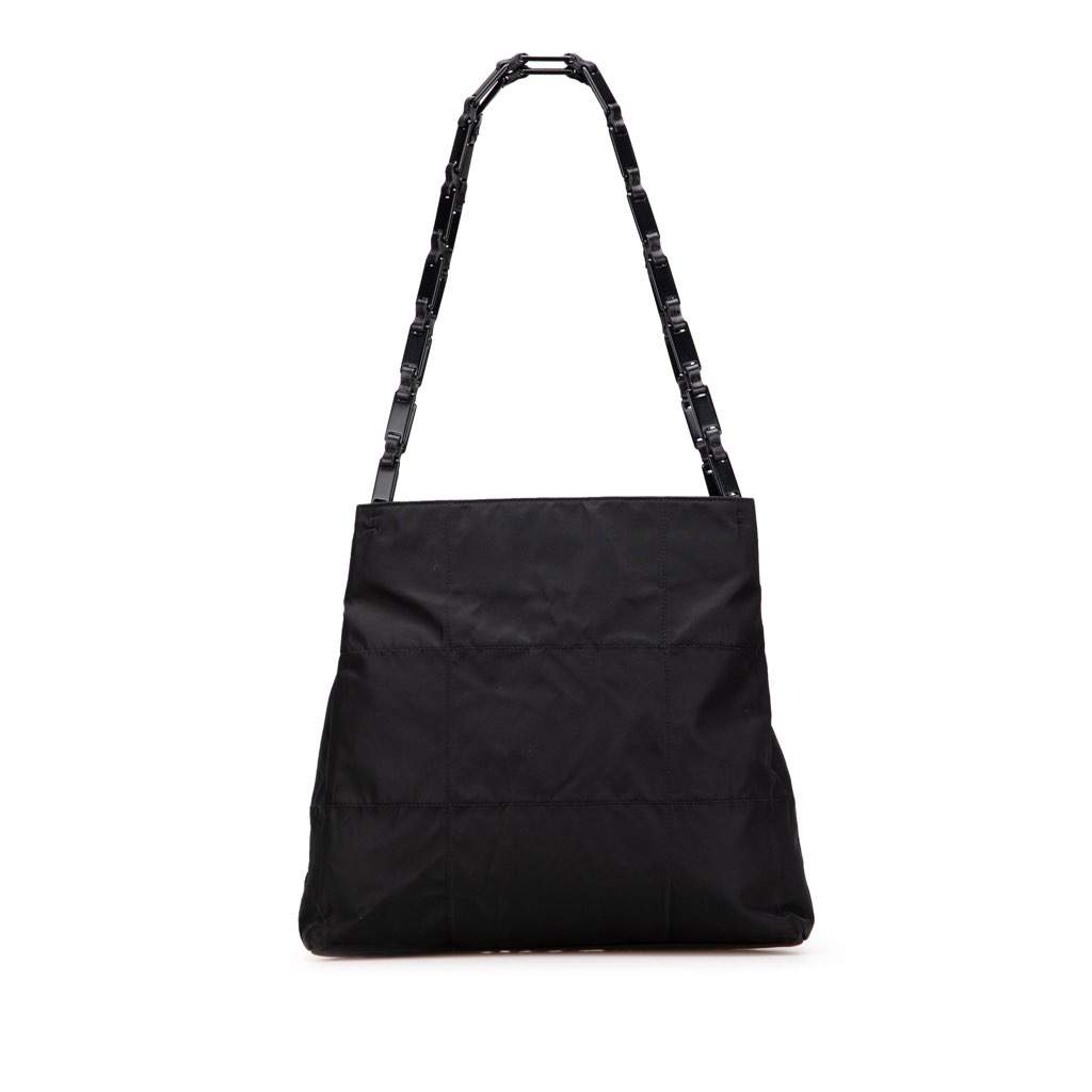 Prada Quilted Tessuto Chain Tote Black Good condition - Front View