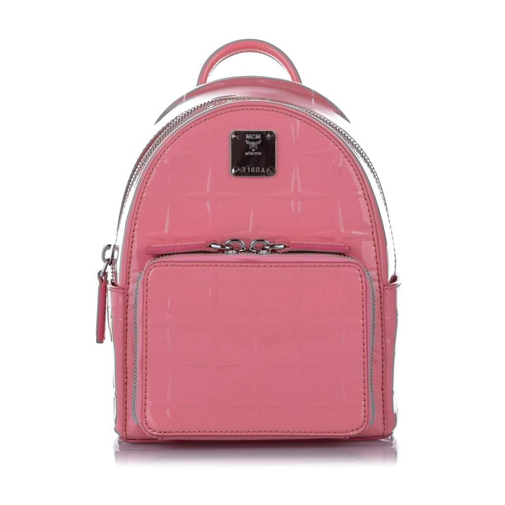 Mcm Patent Leather Backpack Pink Leather Very good condition - Front View