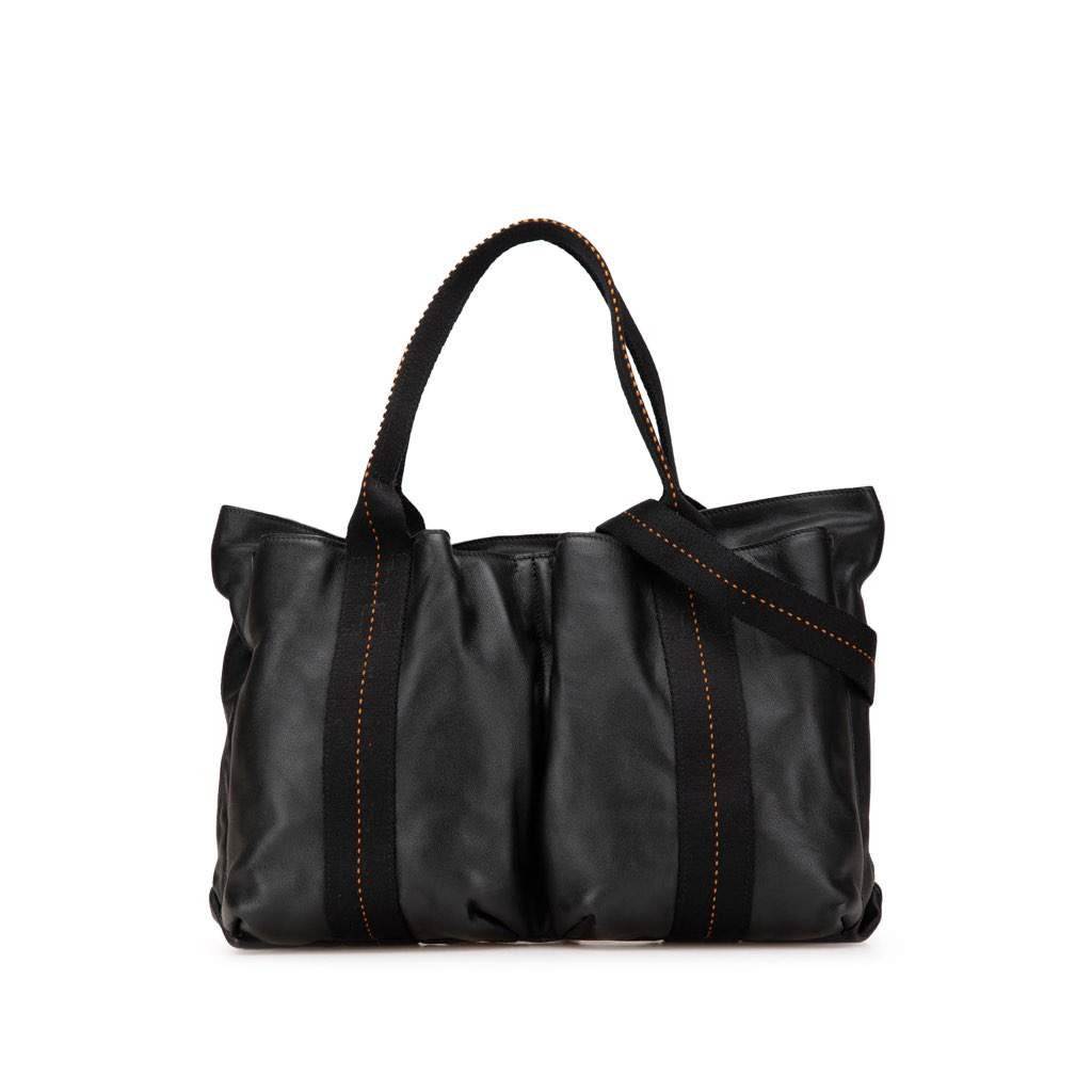 Hermès Caravan Horizontal MM Black Leather Good condition - Front View