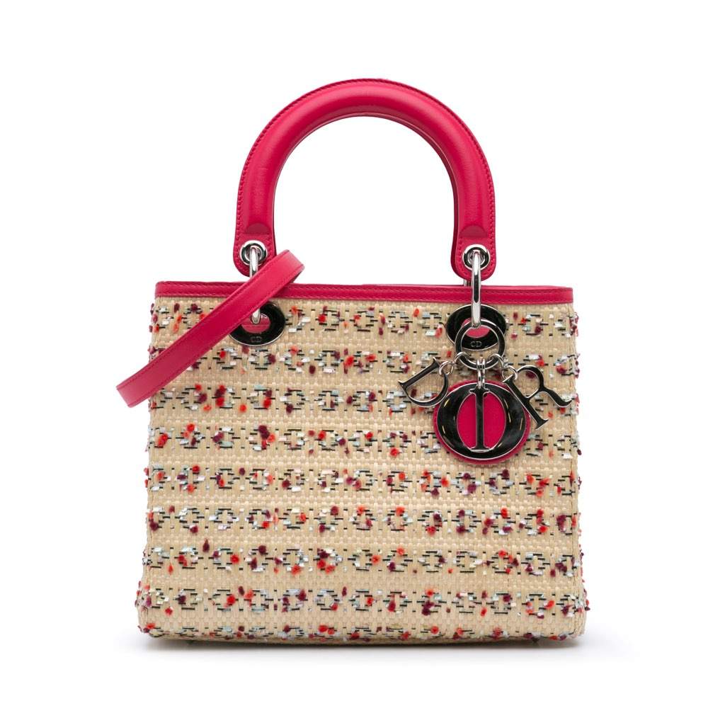 Dior Medium Woven Raffia Lady Dior Brown Fair condition - Front View